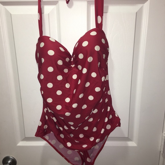 red white polka dot swimsuit